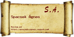 Spacsek Ágnes névjegykártya