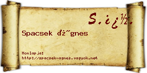 Spacsek Ágnes névjegykártya